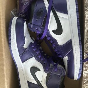 Purple and White Nike Air Jordan Sneakers